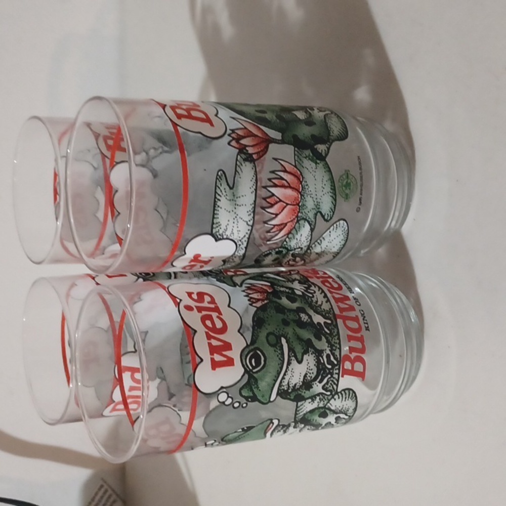 1995 Anheuser-Busch Budweiser Frogs Drinking Glasses Lot Of 4